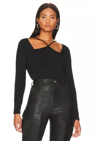 Halter Strappy Long Sleeve Top