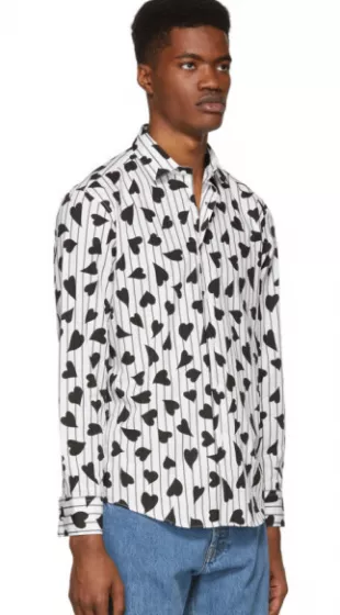 Black & White Striped Heart Shirt