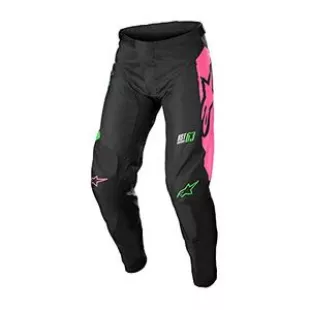 Racer Compass Motocross Pants(Black/Green Neon/Pink Fluo, 36)