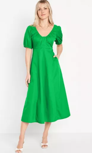 green emerald velvet dress Green 1940s V-Neck Floral Dress