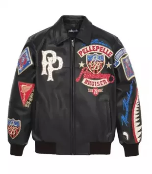 Men Marc Buchanan American Bruiser Plush Black Leather Jacket