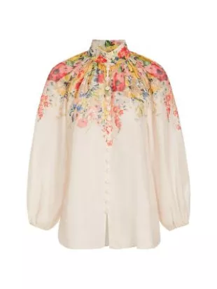 Alight Billow Floral Print Silk Shirt