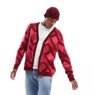 Premium Winter Fashion Fluff Tassel Bodycon Red Cropped Cardigan main image 0