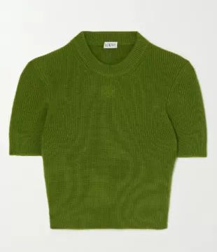 Anagram Embroidered Ribbed Sweater