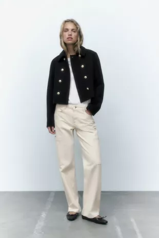 Zara - Cropped Jacket with Gold Buttons
