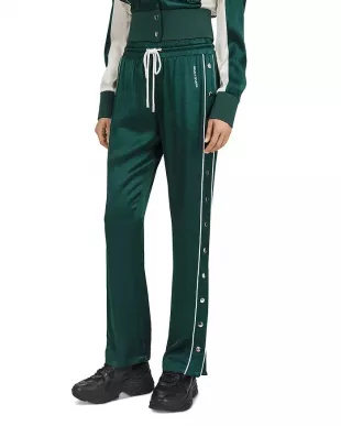 Piped Side-Snap Drawstring Track Pants