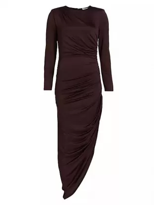 Tristana Ruched Asymmetric Midi-Dress