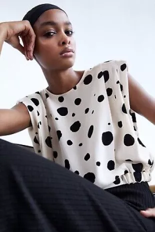 zara black polka dot top