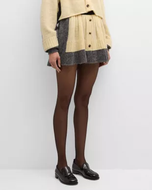 Bicolor Knit Button Front Mini Skirt