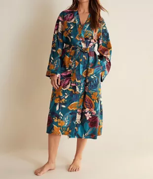 Maple Leaf Print Long Dressing Gown ( US 12 )