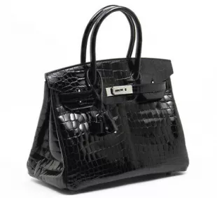Birkin 30cm Shiny Black Croc Crocodile Phw Bag Handbag