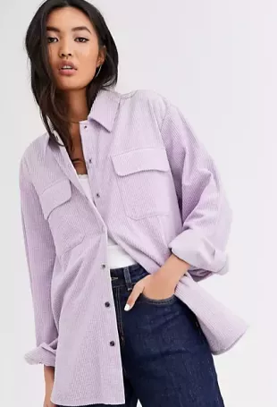 Oversized Cord Shirt In Lilac