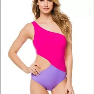 Bikini Swimsuit One Piece Monokin Color Blocked