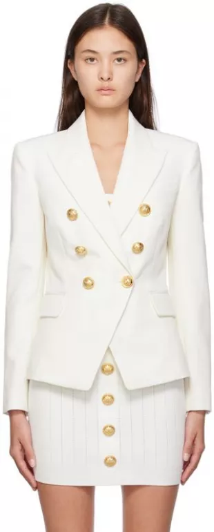 White Double-Breasted Blazer