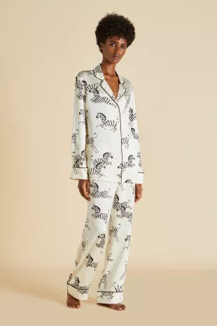 Halle Lila Mona Zebra-print Pajama Set
