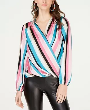 INC International Concepts - Striped Surplice Top