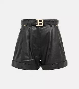 Belted Leather Shorts