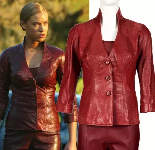 nspired By Kristanna Loken Terminator 3 Rise Of Machines Cosplay Handcrafted Leather Jacket Cosplay Costume Red Leather Jacket