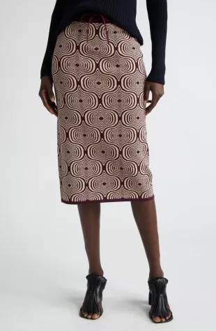 Graphical Jacquard Sweater Skirt
