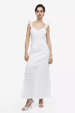 Open-backed Dress with Eyelet Embroidery