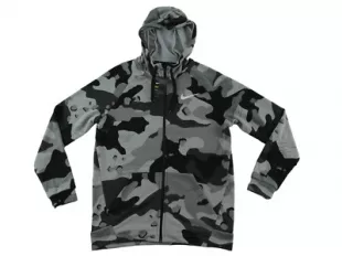 New Dry Camo Fleece Black Grey Mens M Full Zip Hoodie Sweatshirt Jacket