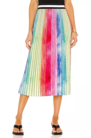 Watercolor Rainbow Pleated Skirt