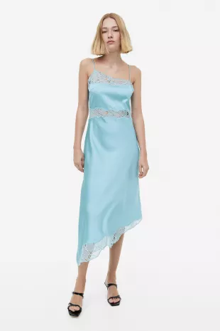 Lace-Trimmed Slip Dress