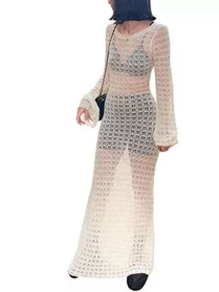 white christmas dresses Cutout Crochet Mini Dress