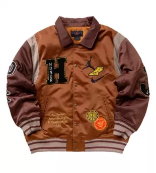 Air Jordan x Honor The Gift Brown Varsity Jacket