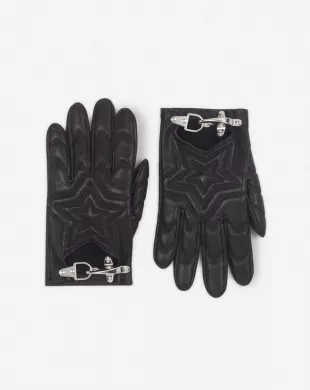 x Future Black Star Quilted Leather Gloves
