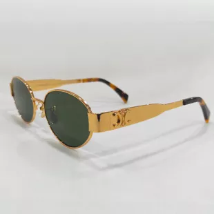 CL40235U Triomphe Gold Metal Frame Green Lenses Sunglasses