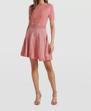 Pink Heath Knit Jacquard Mini Dress