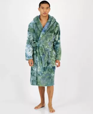 Men's Tie-Dyed Hooded Fleece Robe