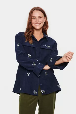 Saint Tropez - Anji Embroidered Corduroy Button Down