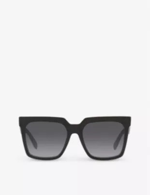 Oversized Square-Frame Acetate Sunglasses in Black