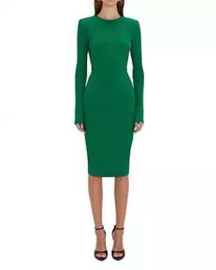 Long Sleeve Fitted Wool Dress