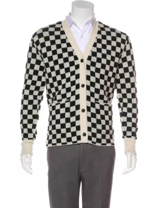 Checkered Cashmere Cardigan