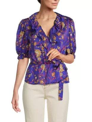 Ba&sh - Floral Ruffle Wrap Top