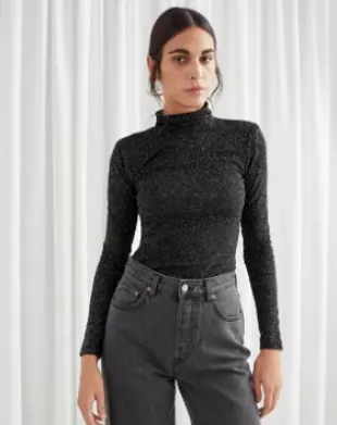 & Other Stories - Fitted Turtleneck Glitter Sweater