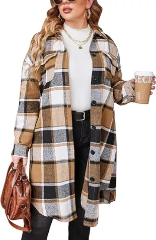 IN'VOLAND - Plus Size Flannel Plaid Shirts