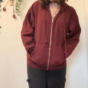 Red oversized zip up hoodie