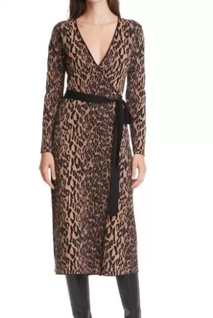 Wo Damaris Tie Waist Long Sleeve Midi Dress