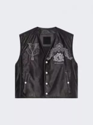 Embroidered Vest Black And White