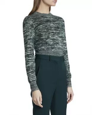 Space-Dye Crewneck Long-Sleeve Cotton Sweater
