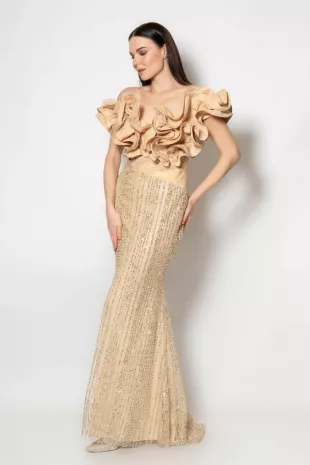 ALEKSA GOLD EMBELLISHED GOWN