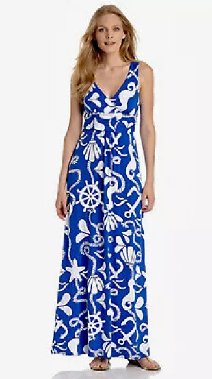 chinese dress ladies Lilly Pulitzer Women's Malone Maxi Dress, Las Olas Aqua Strong Current Sea  at Amazon Women's Clothing store