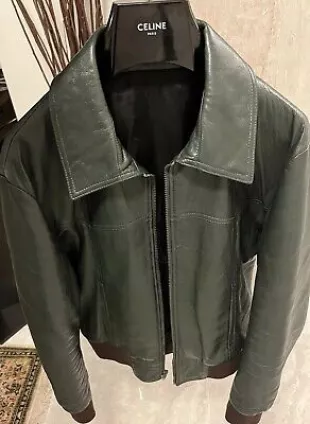 Hedi Silmane S/S ‘20 Green Leather Bomber
