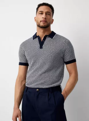 polo tricot jacquard géo