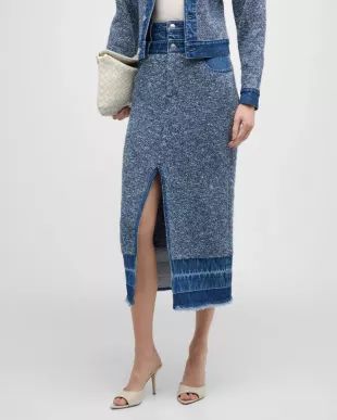 Maddy Denim & Knit Midi Skirt