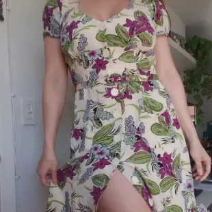Nanette Lepore Floral Silk V Neck Button Up Dress